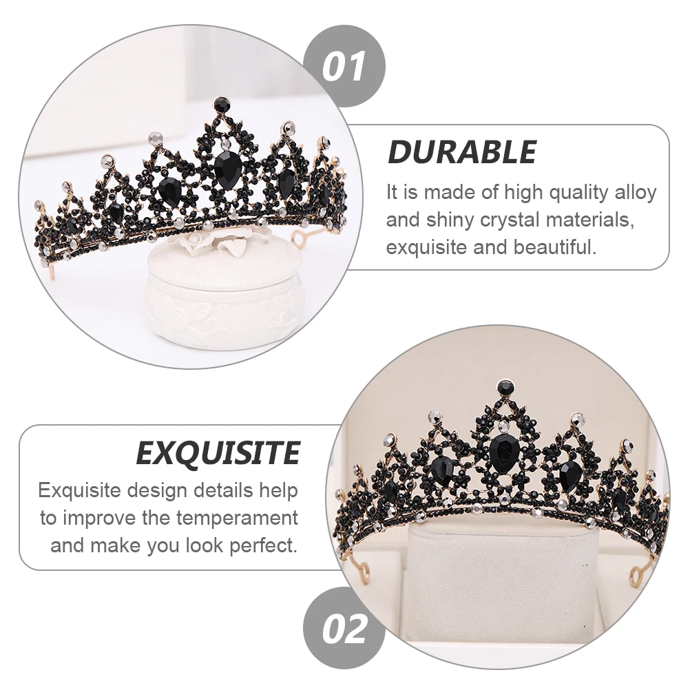 Rhinestone Crown Crystal Headb Black Bride Headdress Tiara Wedding Hair Accessories Bridal Elegant Stylish Retro Baroque
Rhinestone Crown Crystal Headb Black Bride Headdress Tiara Wedding Hair Accessories Bridal Elegant Stylish Retro Baroque