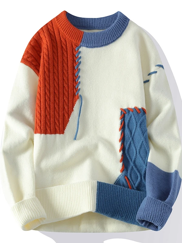 Мужской вязаный свитер с цветными блоками, модный базовый слой, корейский стиль, свободный крой, мягкий, из смесового полиэстера, с длинными рукавами
Мужской вязаный свитер с цветными блоками, модный базовый слой, корейский стиль, свободный крой, мягкий, из смесового полиэстера, с длинными рукавами