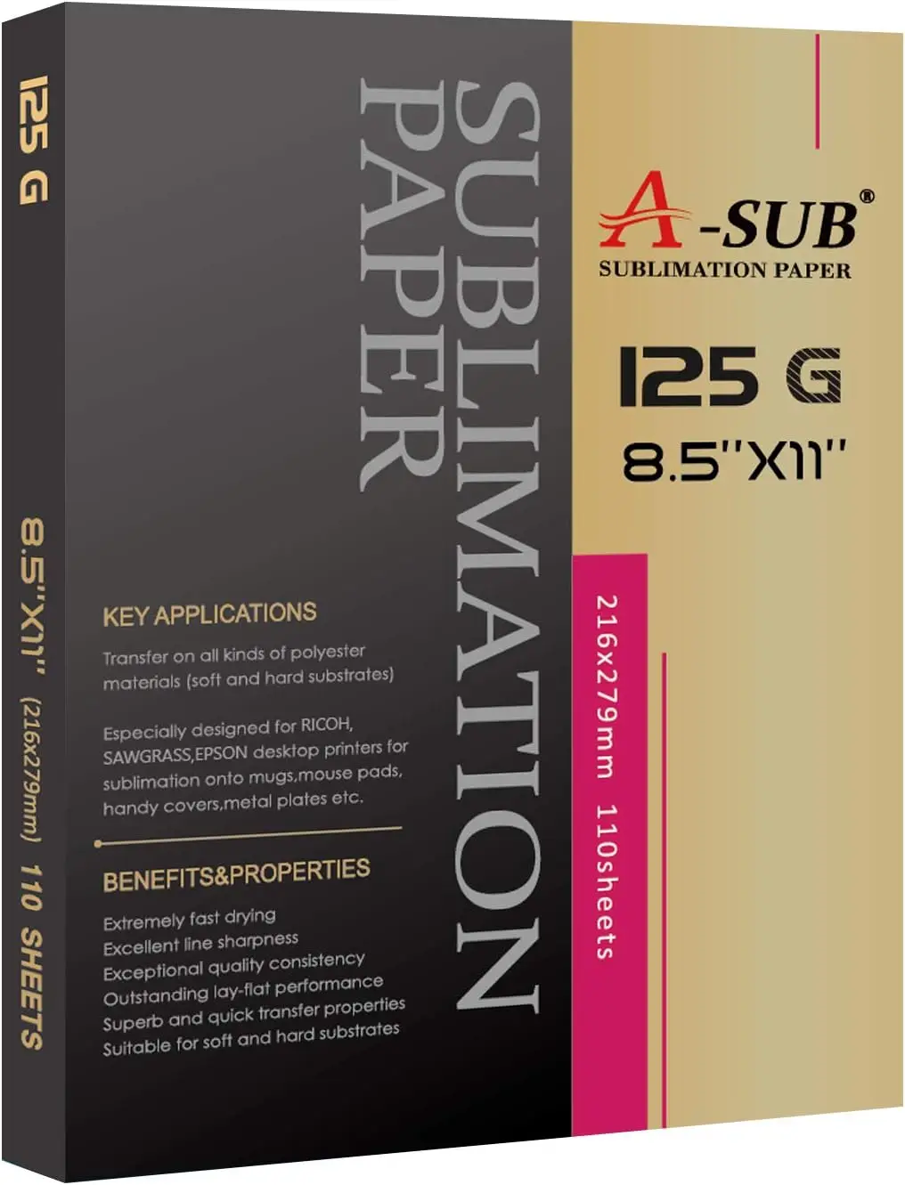 110 Sheets Sublimation Paper 8.5x11 Inch 125g, Fast Dry, High Transfer Rate for DIY Gifts
110 Sheets Sublimation Paper 8.5x11 Inch 125g, Fast Dry, High Transfer Rate for DIY Gifts