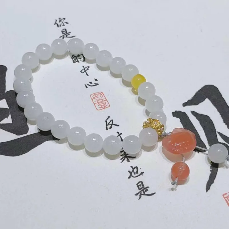 New Natural Hetian Jade White Jade with Ruyi Lock Pendant Fashion Bracelet Women's Model
New Natural Hetian Jade White Jade with Ruyi Lock Pendant Fashion Bracelet Women's Model