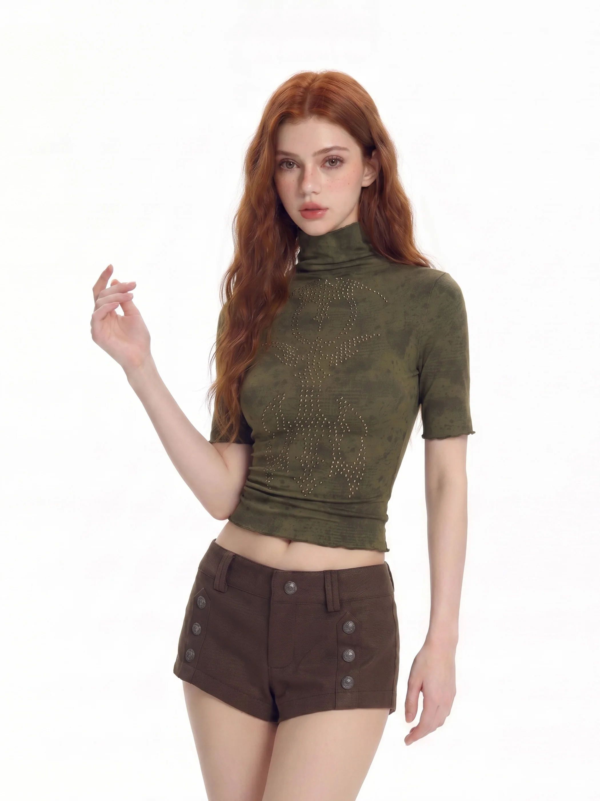 Retro Style High Collar Short Sleeve T-Shirt Women's Cotton Polyester Blend Comfortable Breathable Summer Fashion Print Design
Retro Style High Collar Short Sleeve T-Shirt Women's Cotton Polyester Blend Comfortable Breathable Summer Fashion Print Design