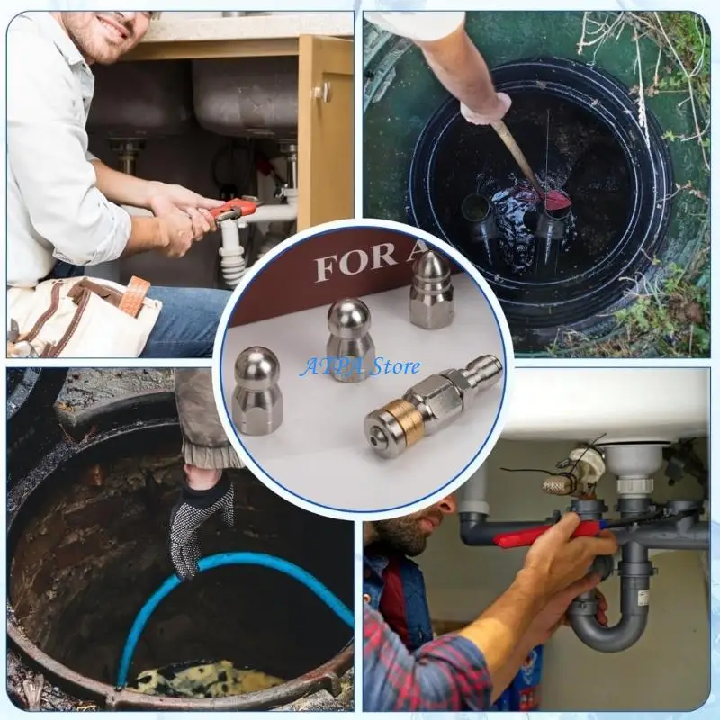 U13C Stainless Steel Quick Sewer Jetter Nozzle for Drain Cleaning Using Pressure Washers to 5000PSI
U13C Stainless Steel Quick Sewer Jetter Nozzle for Drain Cleaning Using Pressure Washers to 5000PSI