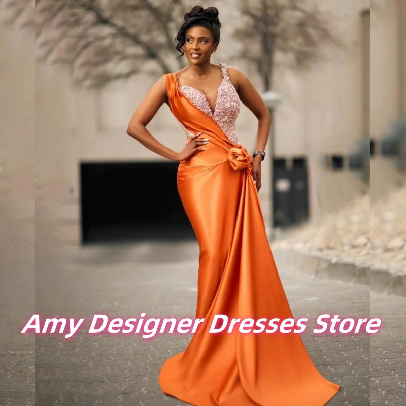 Orange Satin Evening Dresses For Formal Occasion Straps Mermaid Wedding Party Dress Luxury Party Dress African Women Customized
Orange Satin Evening Dresses For Formal Occasion Straps Mermaid Wedding Party Dress Luxury Party Dress African Women Customized
