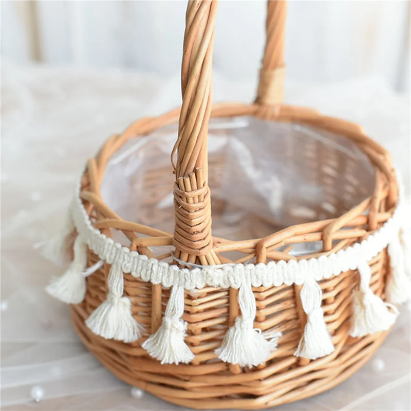 A88E-3X Woven Storage Basket And Ribbon Wedding Flower Girl Baskets Wicker Rattan Flower Basket For Home Garden Decor
A88E-3X Woven Storage Basket And Ribbon Wedding Flower Girl Baskets Wicker Rattan Flower Basket For Home Garden Decor
