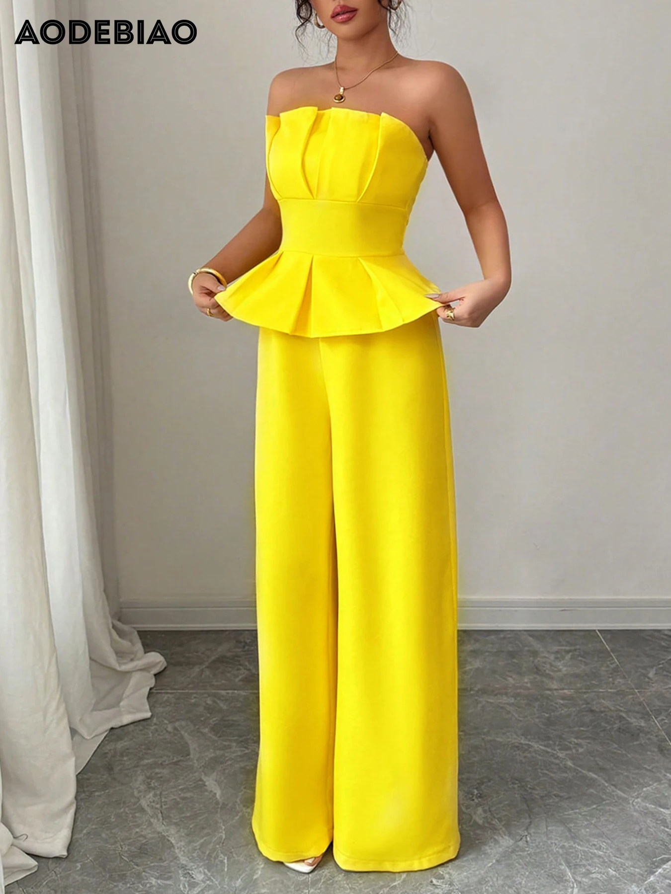 AODEBIAO Summer Women 2 Piece Set Tank Solid Trousers Waist Slimming Sleeveless Crop Top High Waist Straight Pants Two Piece Set
AODEBIAO Summer Women 2 Piece Set Tank Solid Trousers Waist Slimming Sleeveless Crop Top High Waist Straight Pants Two Piece Set