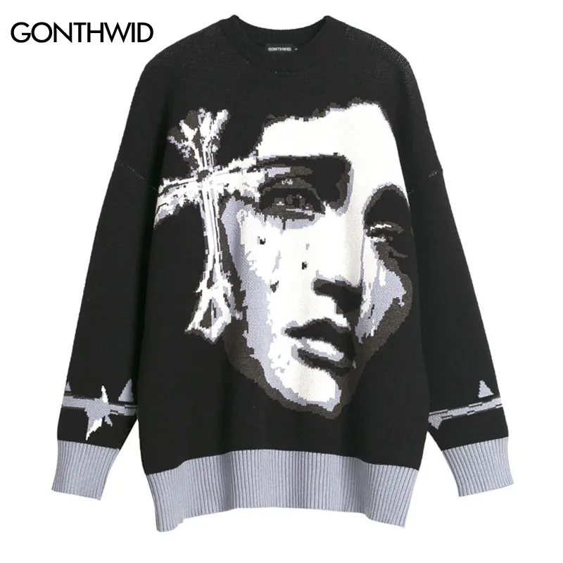 Men Black Sweater Y2K Hip Hop Knitted Retro Cross Graphic Jumper Streetwear 2023 Harajuku Fashion Casual Punk Pullover Sweaters
Men Black Sweater Y2K Hip Hop Knitted Retro Cross Graphic Jumper Streetwear 2023 Harajuku Fashion Casual Punk Pullover Sweaters