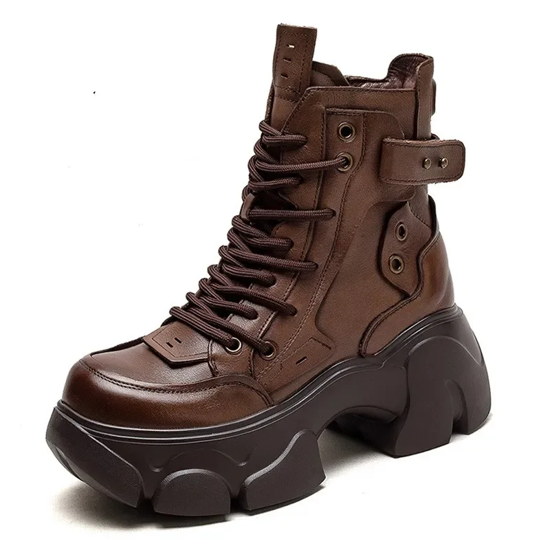 7CM Luxury Design Retro Boots Women Winter Warm Platform Ankle Boots Female Genuine Cow Leather Thick High Heel Short Boots
7CM Luxury Design Retro Boots Women Winter Warm Platform Ankle Boots Female Genuine Cow Leather Thick High Heel Short Boots