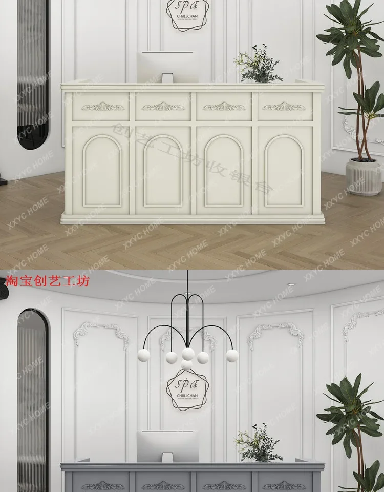 Light luxury paint clothing store Small simple front desk jewelry glass counter
Light luxury paint clothing store Small simple front desk jewelry glass counter