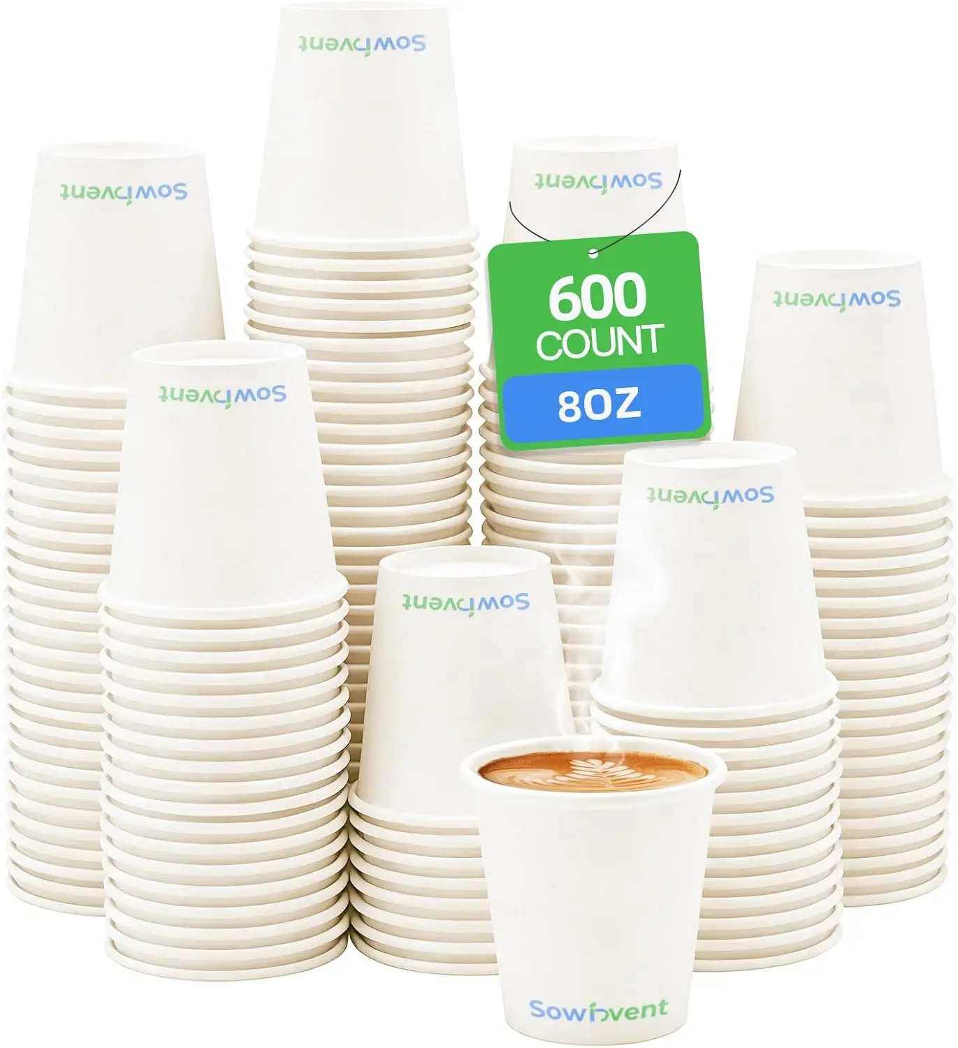 8 oz 600 Count Disposable Paper Coffee Cups, White Hot/Cold Beverage Drinking Small Cup for Water
8 oz 600 Count Disposable Paper Coffee Cups, White Hot/Cold Beverage Drinking Small Cup for Water