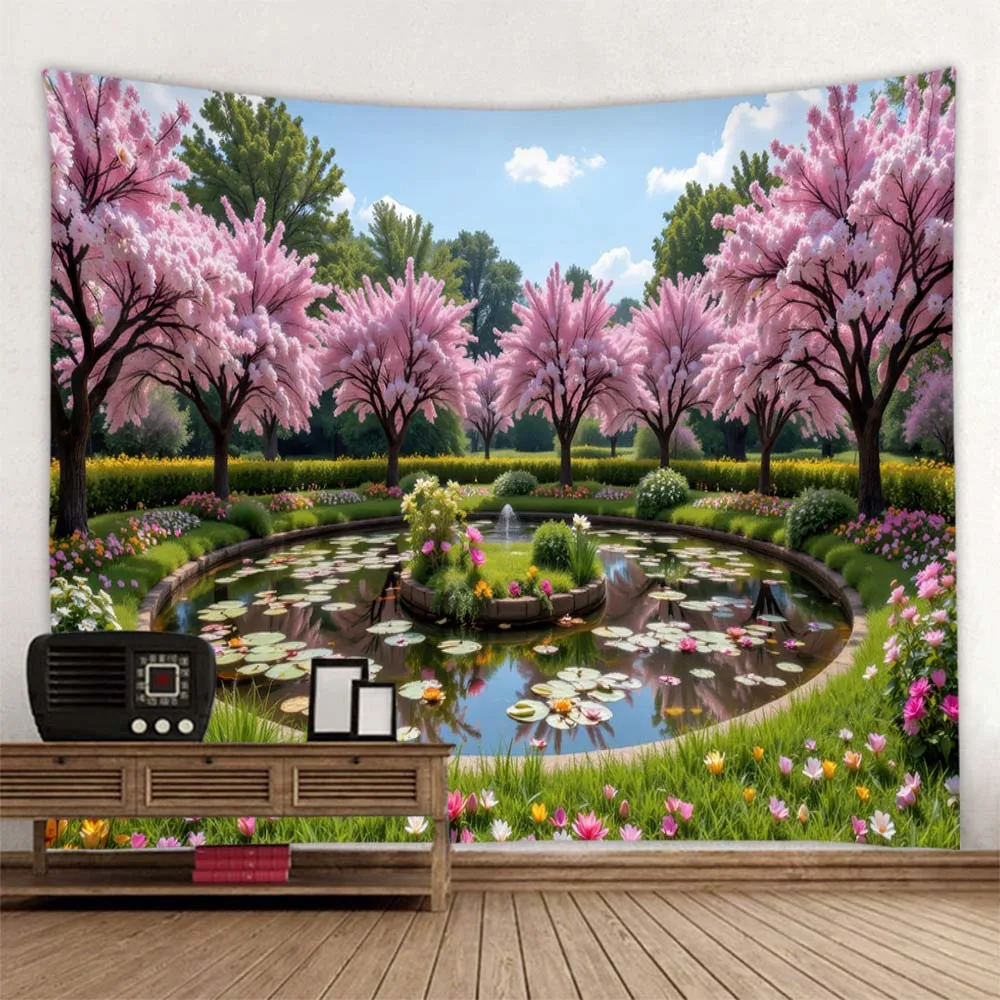 Garden Pond Lotus Leaf Tapestry Flower Landscape Wall Hanging Cloth Romantic Aesthetics Home Living Room Bedroom Decoration
Garden Pond Lotus Leaf Tapestry Flower Landscape Wall Hanging Cloth Romantic Aesthetics Home Living Room Bedroom Decoration