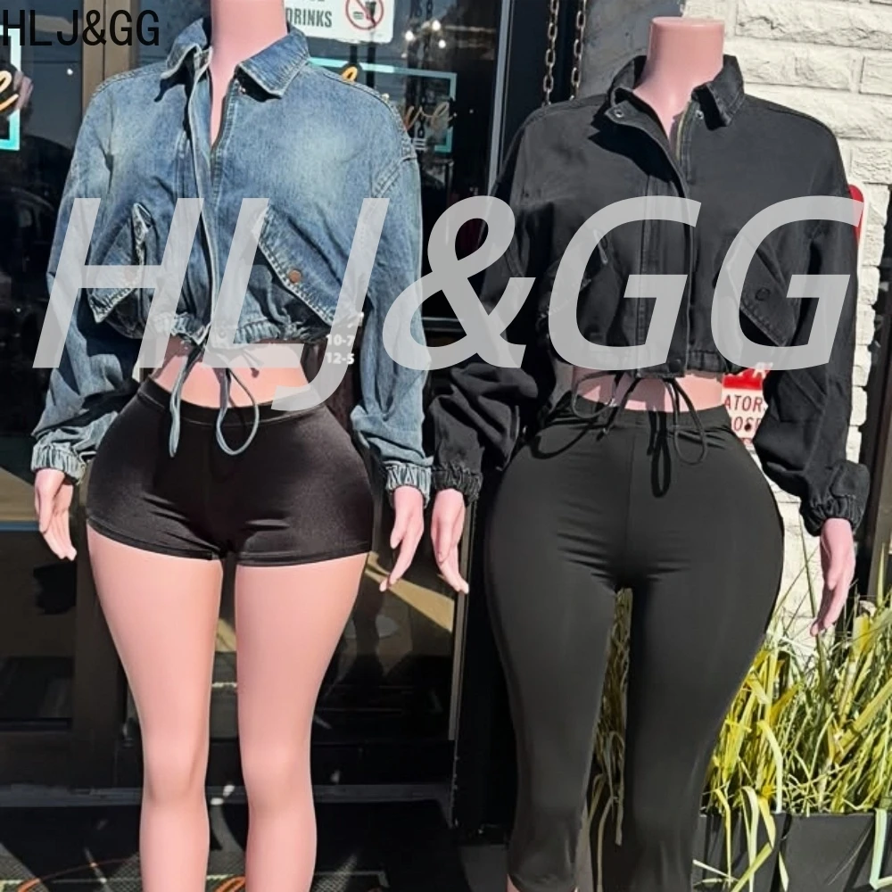 HLJ&GG Autumn Denim Jacket Two Piece Sets Women Zipper Long Sleeve Drawstring Cowboy Coats And Shorts Outfits Fashion Streetwear
HLJ&GG Autumn Denim Jacket Two Piece Sets Women Zipper Long Sleeve Drawstring Cowboy Coats And Shorts Outfits Fashion Streetwear