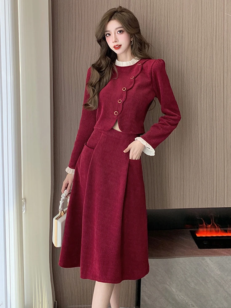 New Autumn Winter Chic Sweet 2 Piece Outfit Women Ladies Mujer Elegant Short Coat Jacket Outwear And A-Line Midi Skirt Solid Set
New Autumn Winter Chic Sweet 2 Piece Outfit Women Ladies Mujer Elegant Short Coat Jacket Outwear And A-Line Midi Skirt Solid Set