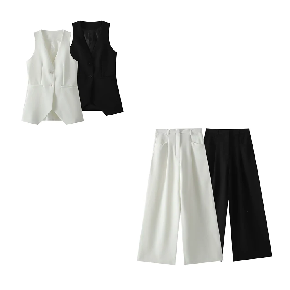 European and American style autumn new women's clothing slim fit sleeveless V-neck vest high waisted pants
European and American style autumn new women's clothing slim fit sleeveless V-neck vest high waisted pants