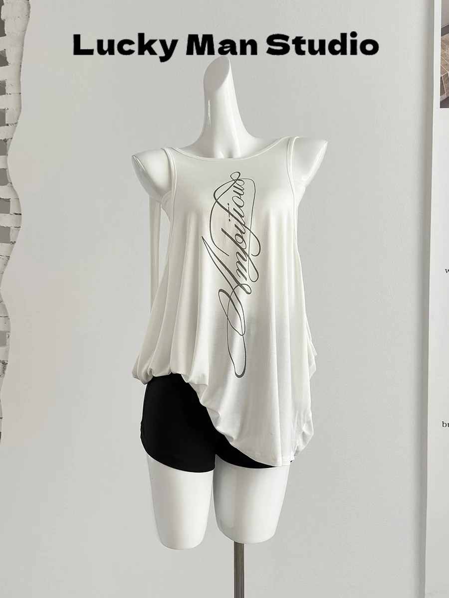 Luckymann White Printed Neck Hanging Vest Summer Spicy Loose Slim Sleeveless round Neck Top Women's Fashion Polyester Fiber
Luckymann White Printed Neck Hanging Vest Summer Spicy Loose Slim Sleeveless round Neck Top Women's Fashion Polyester Fiber