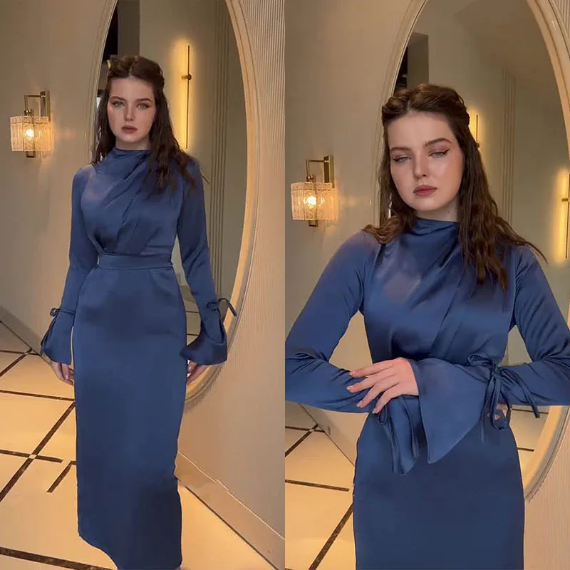 Women Satin Bandage Maxi Dress Slim High Waist 2024 Fashion Elegant Long Sleeve Dress Ladies Gown Long Dress
Women Satin Bandage Maxi Dress Slim High Waist 2024 Fashion Elegant Long Sleeve Dress Ladies Gown Long Dress