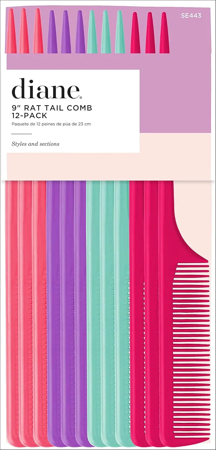 12 Pack Rat Tail Combs, 9 Inch Hair Styling Tool for Parting, Teasing, Coloring, Sectioning
12 Pack Rat Tail Combs, 9 Inch Hair Styling Tool for Parting, Teasing, Coloring, Sectioning