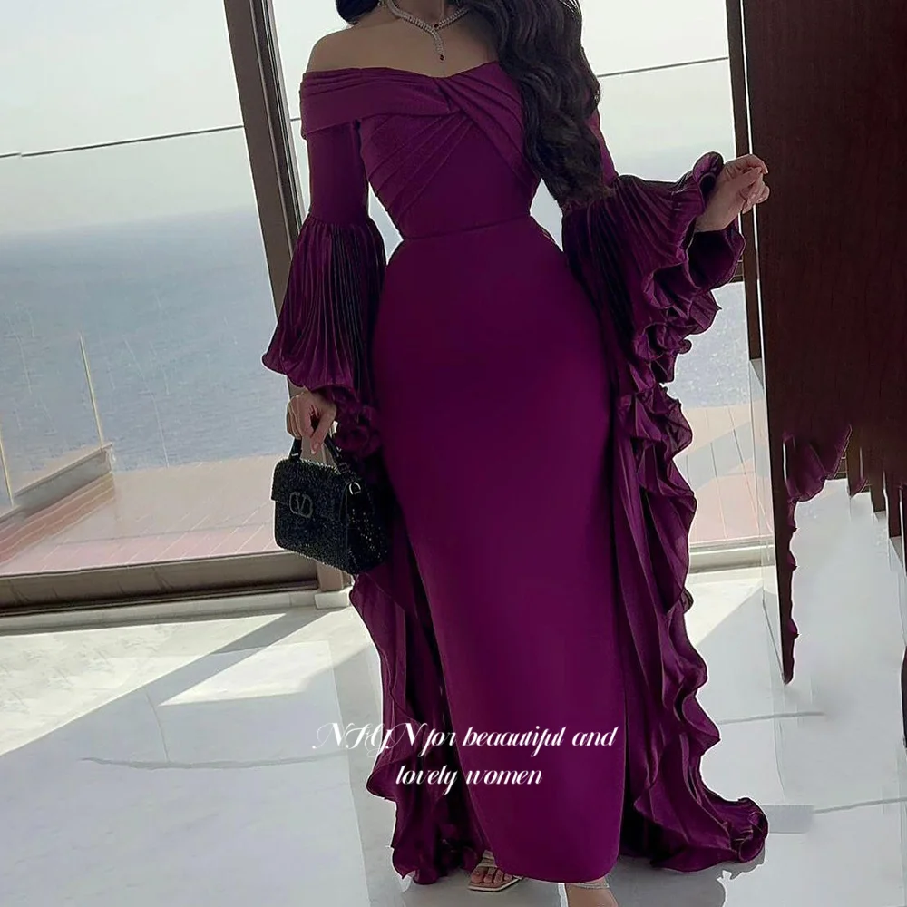 NFYN Purple Prom Dress Straight Evening Dress Flare Sleeve Party Dress for Arabic Women حزب فساتين Customized
NFYN Purple Prom Dress Straight Evening Dress Flare Sleeve Party Dress for Arabic Women حزب فساتين Customized