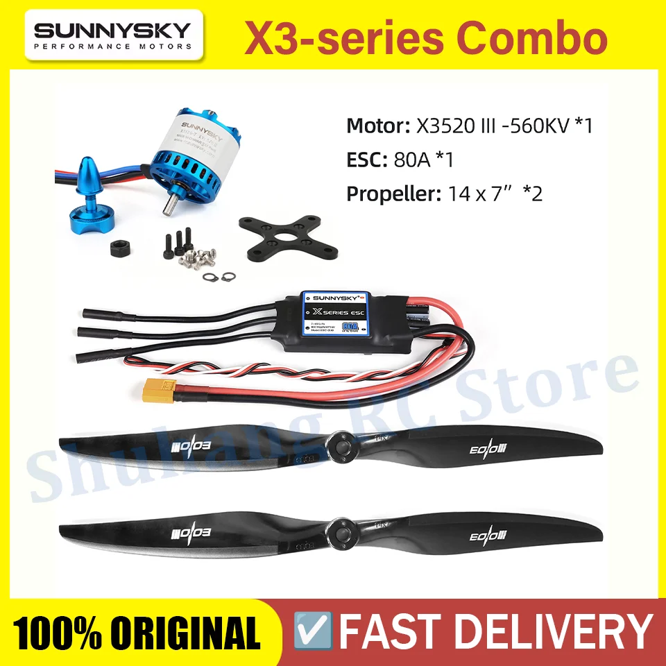 SUNNYSKY Motor X3520 ESC 80A Propellers 2 PCS EOLOX3-series Combo Appilication Trainer Airplane for agricultural drone 
SUNNYSKY Motor X3520 ESC 80A Propellers 2 PCS EOLOX3-series Combo Appilication Trainer Airplane for agricultural drone