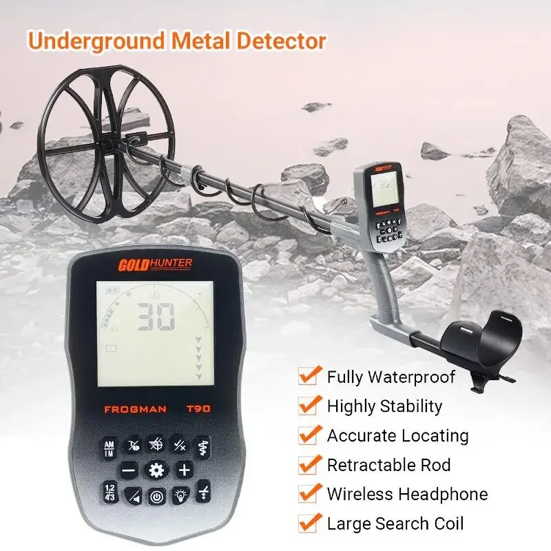 High Sensitivity T90 Gold Hunter Underground Underwater Metal Detector with Wireless Headphones
High Sensitivity T90 Gold Hunter Underground Underwater Metal Detector with Wireless Headphones