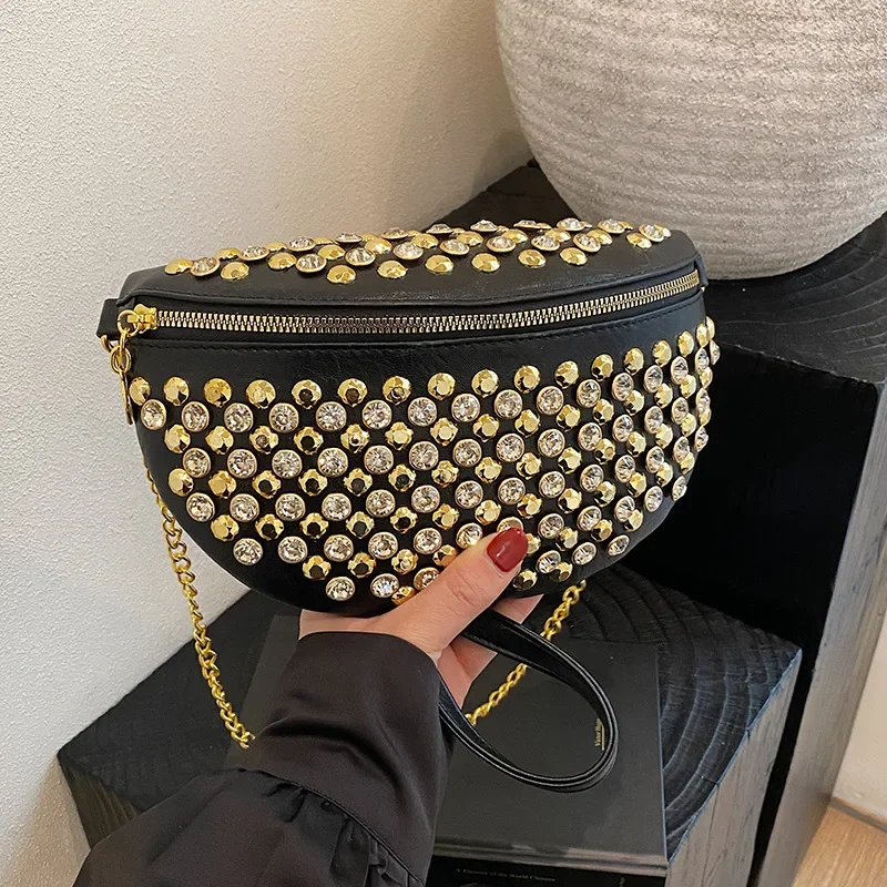 Luxury Rhinestone Chest Pack Bags for Women Rivet Diamonds Shoulder Crossbody Bag Chains Sling Bag 2025 NEW Women Bags Purses
Luxury Rhinestone Chest Pack Bags for Women Rivet Diamonds Shoulder Crossbody Bag Chains Sling Bag 2025 NEW Women Bags Purses