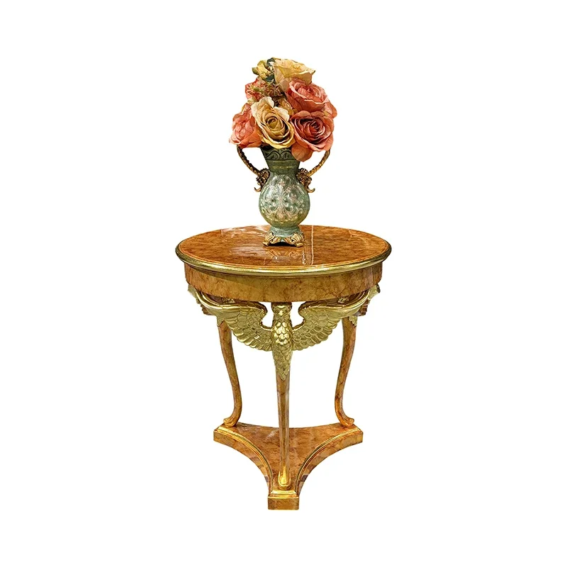 French solid wood small coffee table, European luxury living room small round table champagne gold
French solid wood small coffee table, European luxury living room small round table champagne gold
