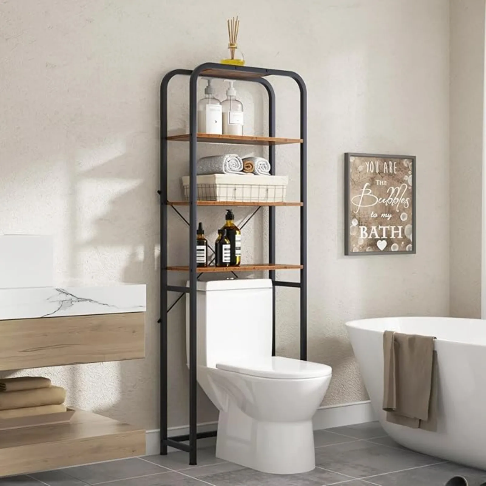 4-Tier Over The Toilet Storage Rack 68 Inch reestanding Bathroom Shel, Organizer, Space Saver, Brown
4-Tier Over The Toilet Storage Rack 68 Inch reestanding Bathroom Shel, Organizer, Space Saver, Brown