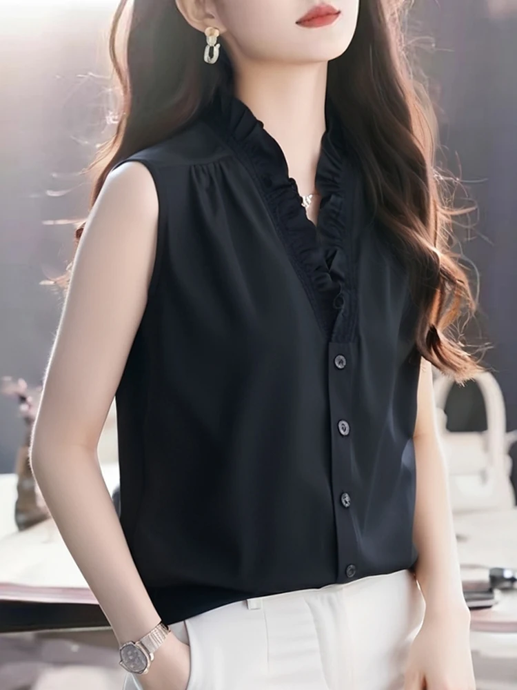 Chic Korean Sle Lace Collar Single Button Design Summer Slimming ell Top Women's Faionable Translucent irt
Chic Korean Sle Lace Collar Single Button Design Summer Slimming ell Top Women's Faionable Translucent irt