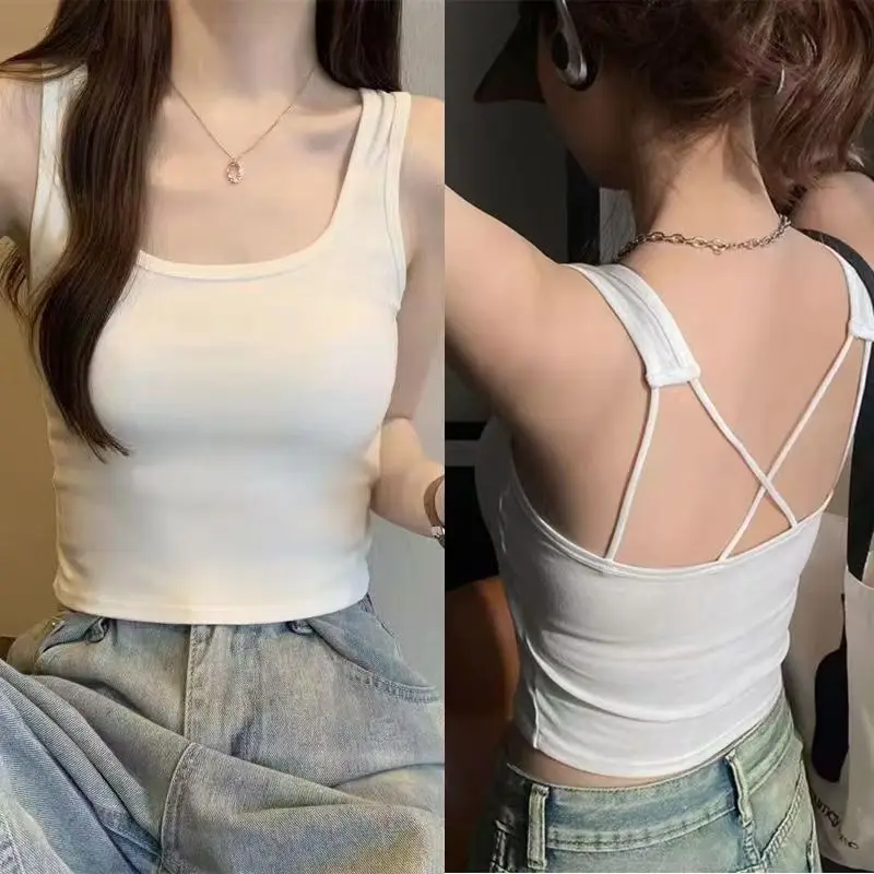 Cotton Sports Bra with Padded cups, Criss-cross Back, Vintage Millennial Style, Versatile U-neck Sexy Camisole
Cotton Sports Bra with Padded cups, Criss-cross Back, Vintage Millennial Style, Versatile U-neck Sexy Camisole
