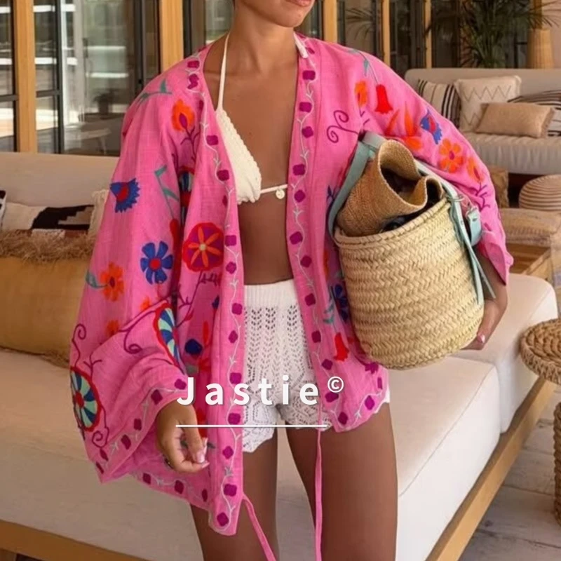 2026 Holiday Style Autumn Women's Cardigan Jacket Pink Print Drawstring Kimono Cardigan Top Boho Casual Beach Shirt
2026 Holiday Style Autumn Women's Cardigan Jacket Pink Print Drawstring Kimono Cardigan Top Boho Casual Beach Shirt