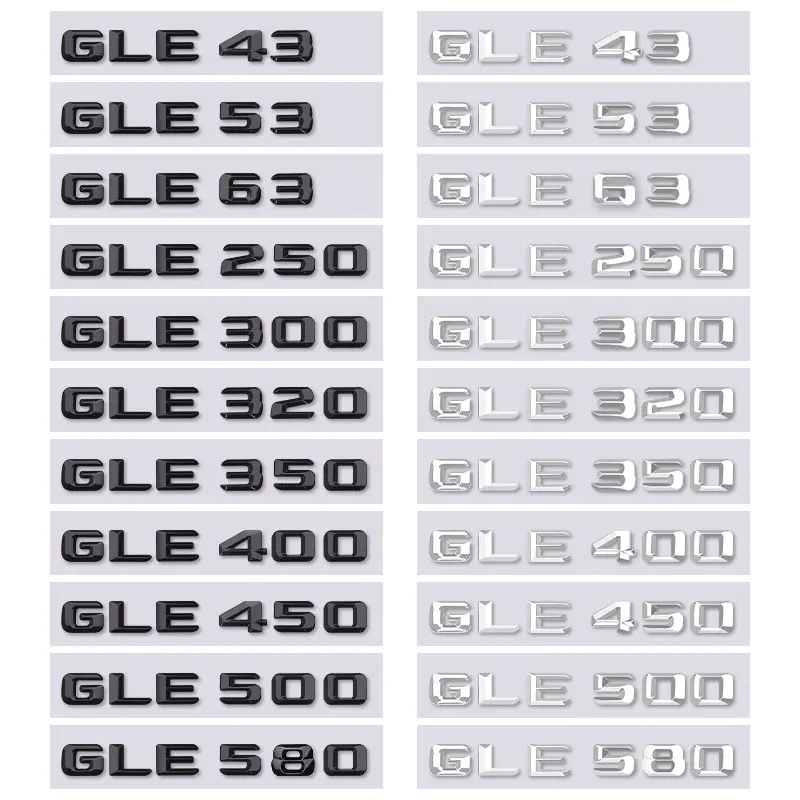 GLE43 GLE450 GLE320L letter car stickers for Mercedes Benz GLE class refit GLE series new old style rear trunk logo tail labels
GLE43 GLE450 GLE320L letter car stickers for Mercedes Benz GLE class refit GLE series new old style rear trunk logo tail labels