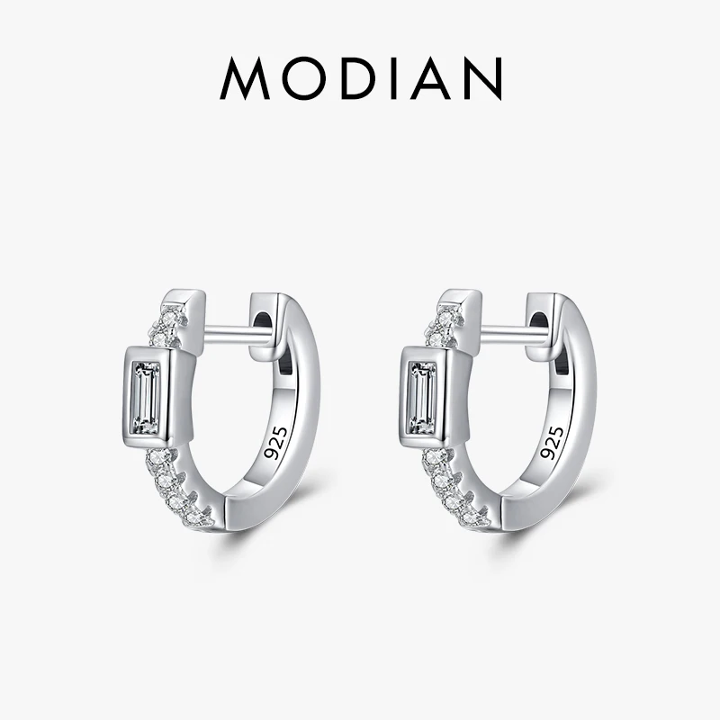 Modian Exquisite Rectangle Clear Zirconia Earring 925 Sterling Silver Sparkling Simple Hoop Earrings For Women Wedding Jewelry
Modian Exquisite Rectangle Clear Zirconia Earring 925 Sterling Silver Sparkling Simple Hoop Earrings For Women Wedding Jewelry