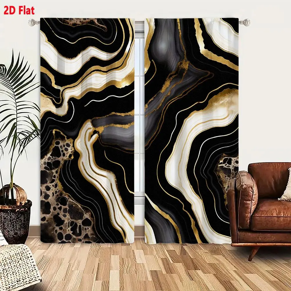 2D Flat, 2pcs Black Gold Marble Curtains Luxury Abstract Stone Pattern Window Drapes Modern Home Decor
2D Flat, 2pcs Black Gold Marble Curtains Luxury Abstract Stone Pattern Window Drapes Modern Home Decor