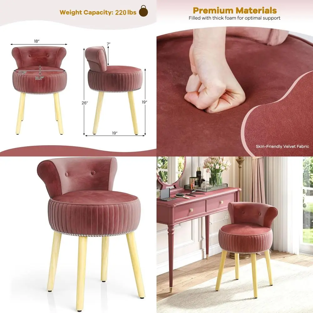 Элегантное мягкое кресло с низкой спинкой, ножками из массива дерева, подходит для туалетного столика, спальни или гостиной, в бежевых и натуральных тонах.
Элегантное мягкое кресло с низкой спинкой, ножками из массива дерева, подходит для туалетного столика, спальни или гостиной, в бежевых и натуральных тонах.