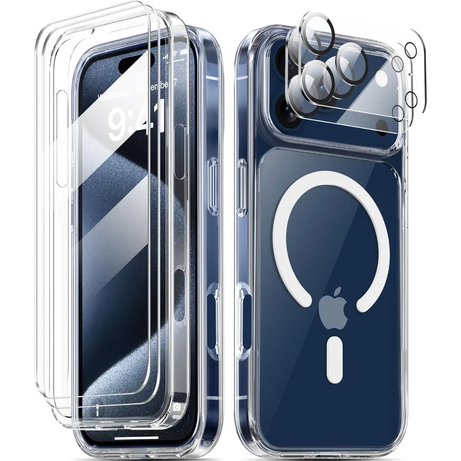 Магнитный чехол для iPhone 17 Pro Max, нежелющая защитная пленка для экрана + защитная пленка для объектива камеры, совместимая с двухслойным MagSafe
Магнитный чехол для iPhone 17 Pro Max, нежелющая защитная пленка для экрана + защитная пленка для объектива камеры, совместимая с двухслойным MagSafe