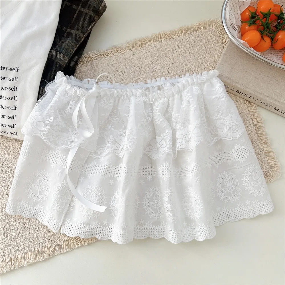 Fashion Balletcore White Lace Fart Curtain Ballet Style Korean Style Ruffle Short Skirts Embroidery Elastic Butt Curtain Women
Fashion Balletcore White Lace Fart Curtain Ballet Style Korean Style Ruffle Short Skirts Embroidery Elastic Butt Curtain Women