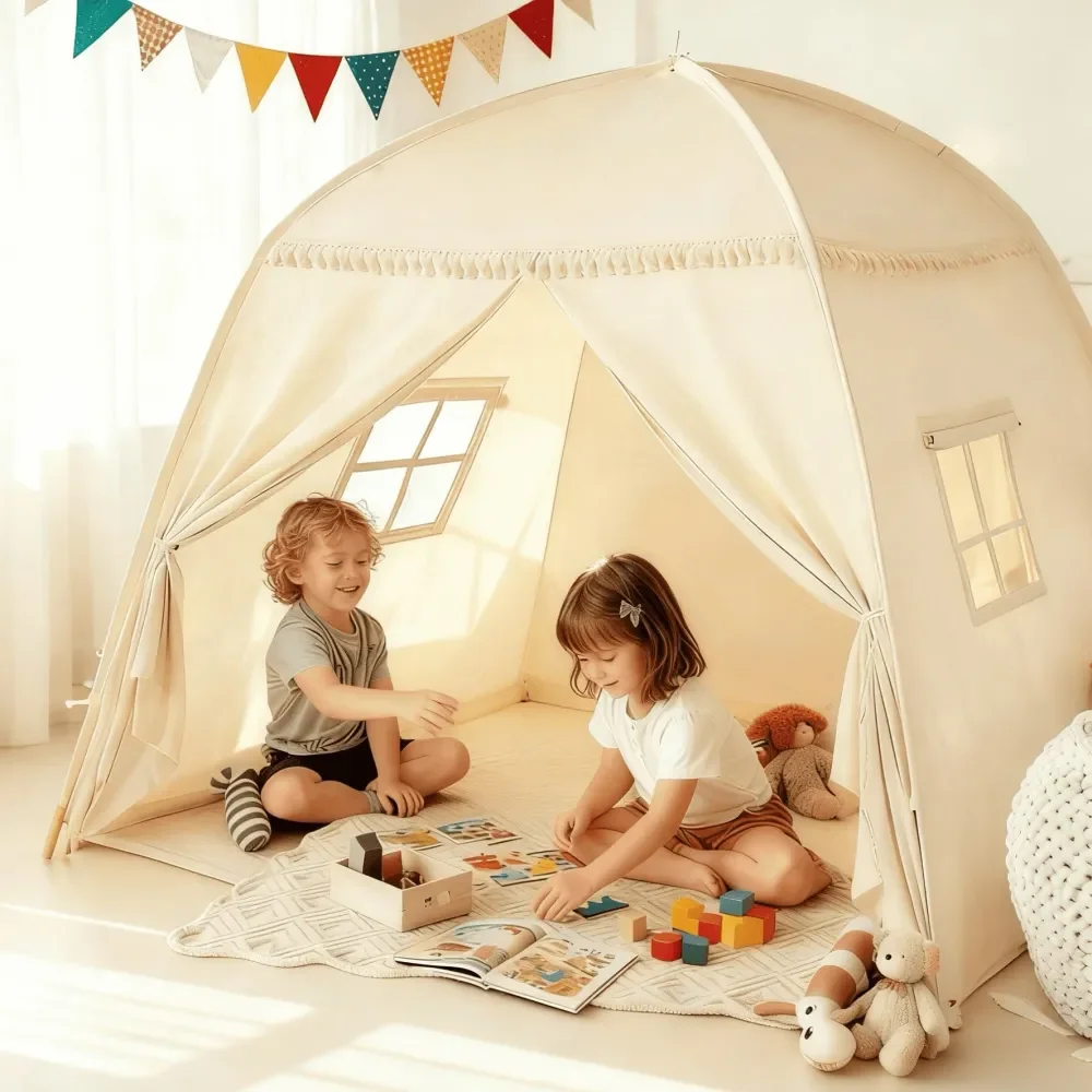 Single Size Bed Tent With Lights Flags Portable Foldable Canopy For Toddler Beds, Indoor Playhouse, Privacy Space For Boys Girl
Single Size Bed Tent With Lights Flags Portable Foldable Canopy For Toddler Beds, Indoor Playhouse, Privacy Space For Boys Girl