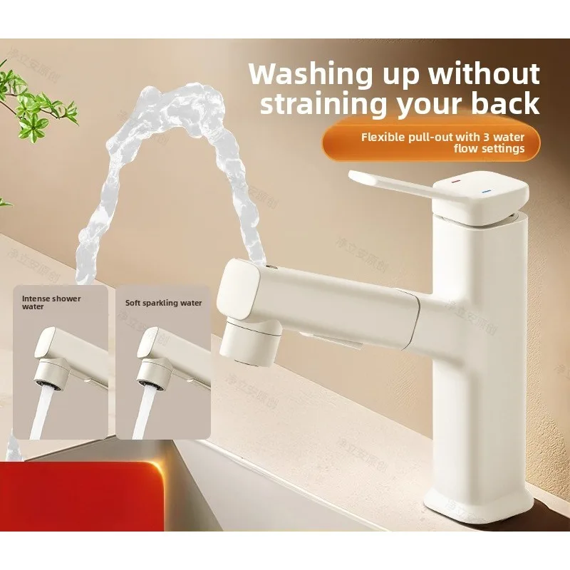 Full copper cream white washbasin faucet with pull-out toilet basin, bathroom sink, washbasin, hot and cold
Full copper cream white washbasin faucet with pull-out toilet basin, bathroom sink, washbasin, hot and cold