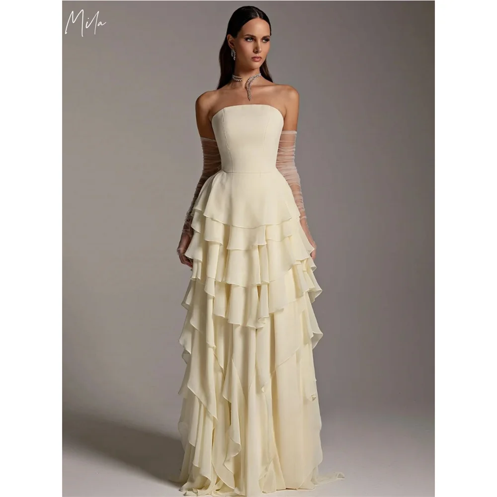 Mila Strapless Ball Gown Prom Dresses Detachable Sleeves Cascading Ruffle Party Dresses Floor-Length Customized Evening Dresses
Mila Strapless Ball Gown Prom Dresses Detachable Sleeves Cascading Ruffle Party Dresses Floor-Length Customized Evening Dresses