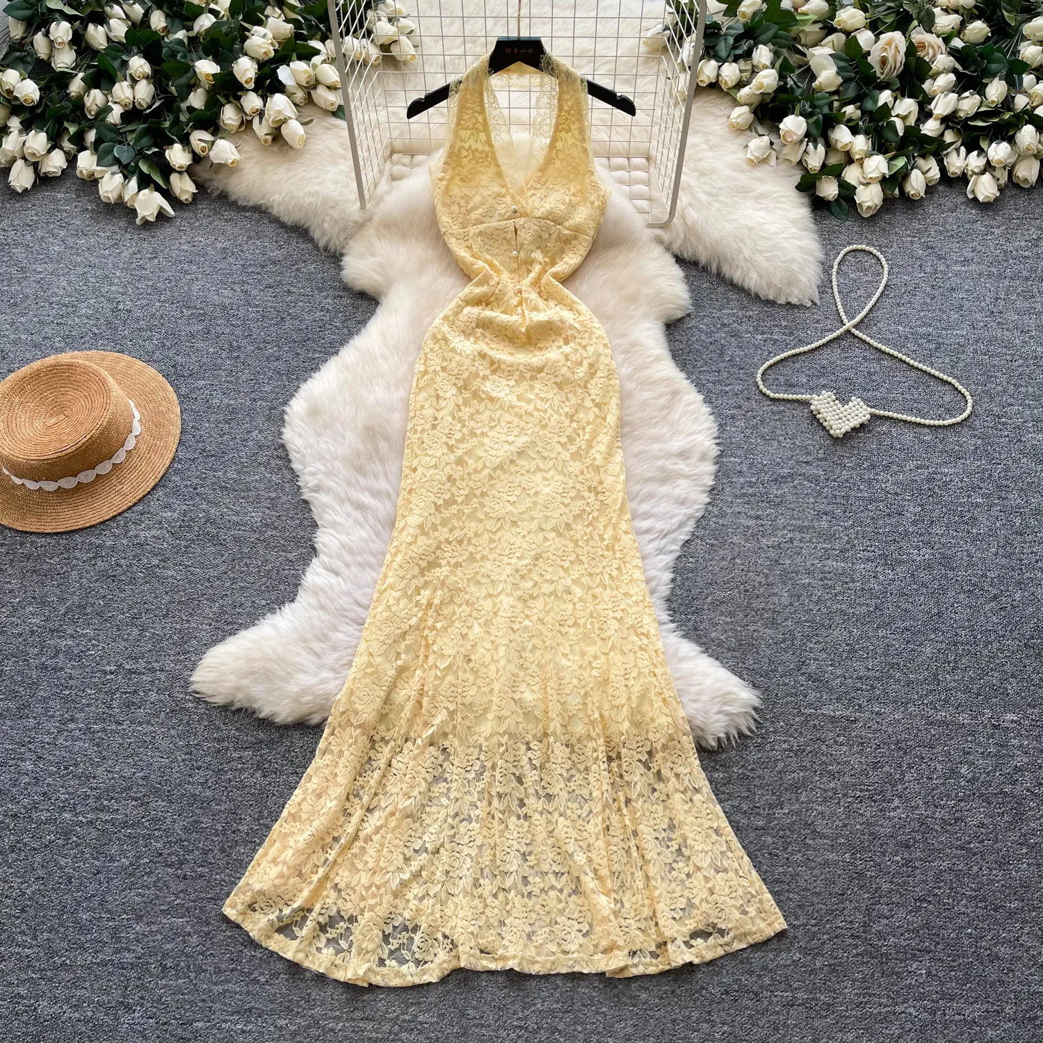 Long Dress Women Sexy Dresses A Line Vestidos Y2k Streetwear Halter Sleeveless Lace Hip Wrap Elegant Beach Party Night Work
Long Dress Women Sexy Dresses A Line Vestidos Y2k Streetwear Halter Sleeveless Lace Hip Wrap Elegant Beach Party Night Work