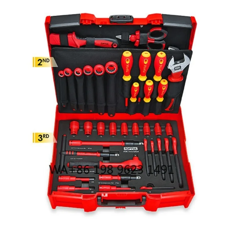 VDE Certified Insulated Tool Kit, Mechanical Hand Tools, Portable 7 Drawer Trolley Case for professional workshop daily repair
VDE Certified Insulated Tool Kit, Mechanical Hand Tools, Portable 7 Drawer Trolley Case for professional workshop daily repair