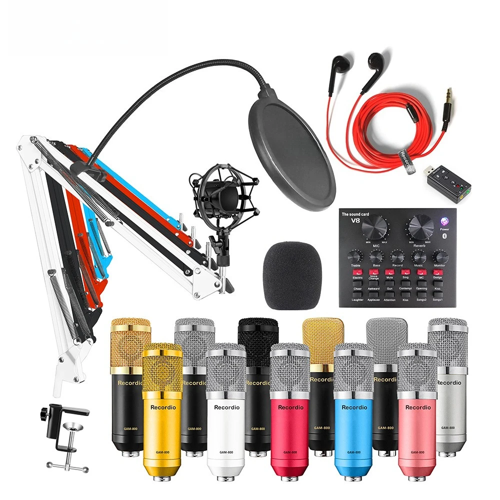 Condenser Microphone K Mic Set NB35 Pop Filter Shock Mount USB Sound Card Computer Audio Device
Condenser Microphone K Mic Set NB35 Pop Filter Shock Mount USB Sound Card Computer Audio Device