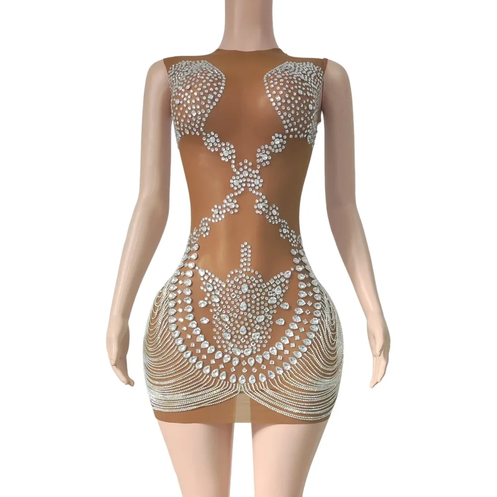 New Model Glamorous Diamond Mesh Dress for Birthday Party & Stage Performance with Sexy Hollow Slim Short Skirt Evening Outfit
New Model Glamorous Diamond Mesh Dress for Birthday Party & Stage Performance with Sexy Hollow Slim Short Skirt Evening Outfit