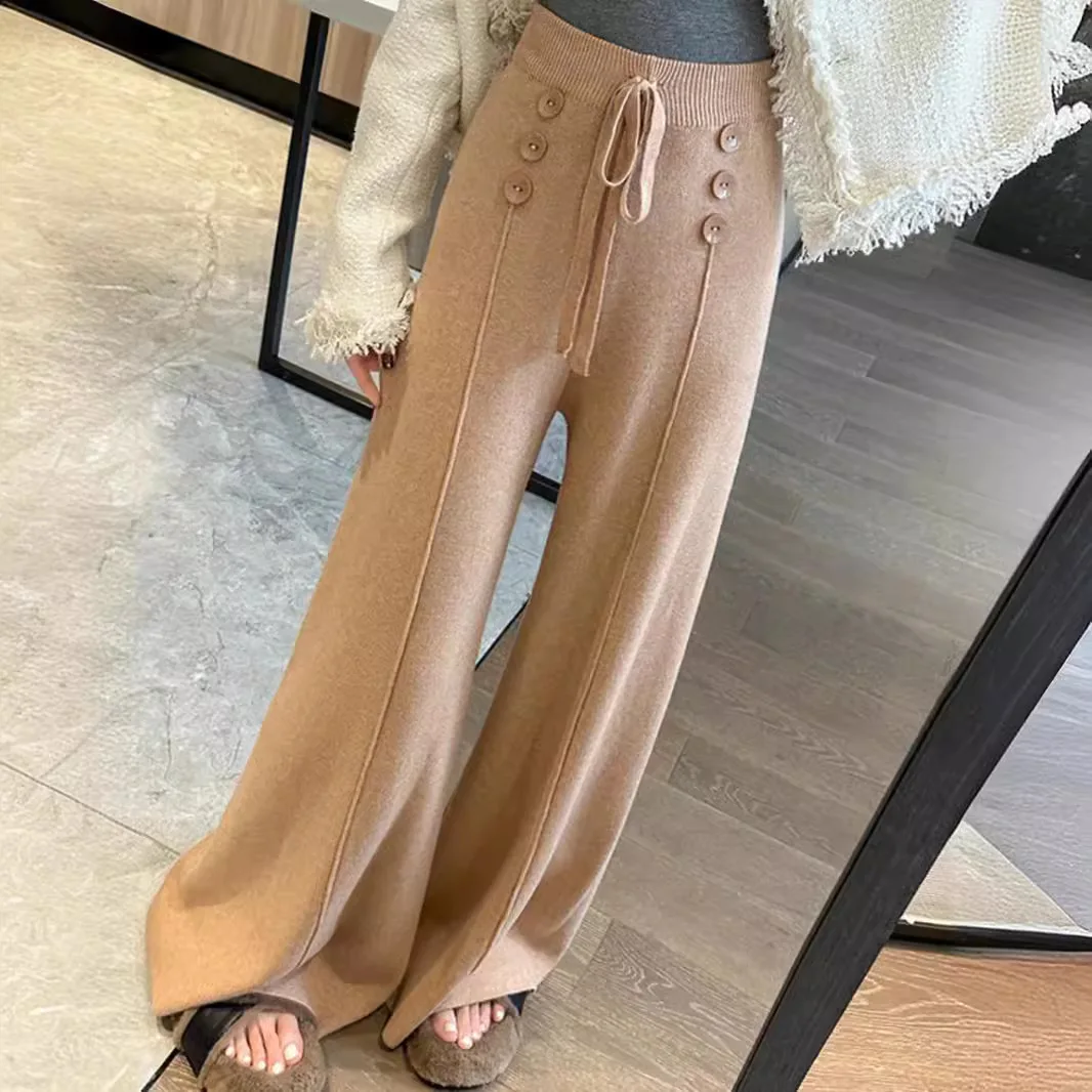 2024 Autumn and Winter New Knitted Wide-leg Pants Women's Vertical Drop Loose Pants High Waist Casual Wool Pants Female LJ326
2024 Autumn and Winter New Knitted Wide-leg Pants Women's Vertical Drop Loose Pants High Waist Casual Wool Pants Female LJ326