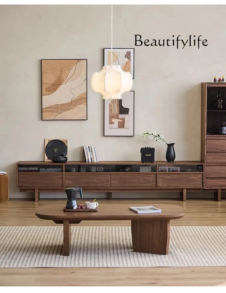 Medieval black walnut all-solid wood TV cabinet simple living room cherry wood floor locker
Medieval black walnut all-solid wood TV cabinet simple living room cherry wood floor locker