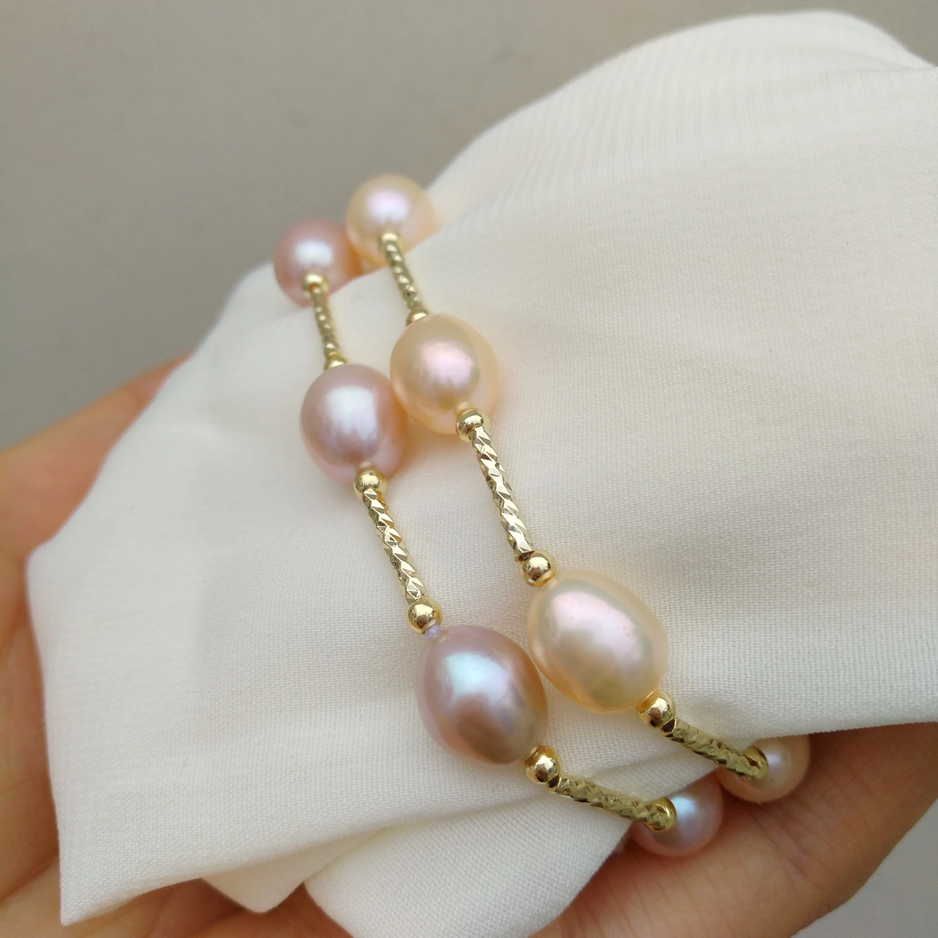 Double Strand Beautiful AAA+ Natural South Sea PINK PURPLE Pearl Bracelet 
Double Strand Beautiful AAA+ Natural South Sea PINK PURPLE Pearl Bracelet