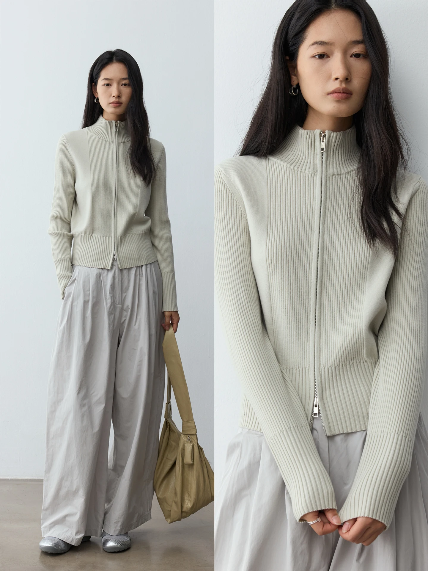 Slimming Thickened Wool Blend Cardigan Women's Style Double Zipper Design Warm Regular Fit Knitted Sweater Commute Fashion
Slimming Thickened Wool Blend Cardigan Women's Style Double Zipper Design Warm Regular Fit Knitted Sweater Commute Fashion