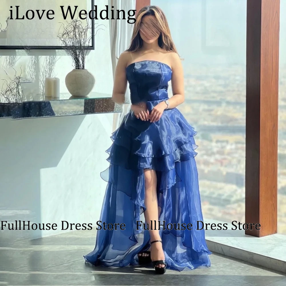Boat Collar Navy Blue Party Dress Strapless Modern Evening Dress Tiered Ruffles Split A-Line Prom Dress For Woman Customized
Boat Collar Navy Blue Party Dress Strapless Modern Evening Dress Tiered Ruffles Split A-Line Prom Dress For Woman Customized