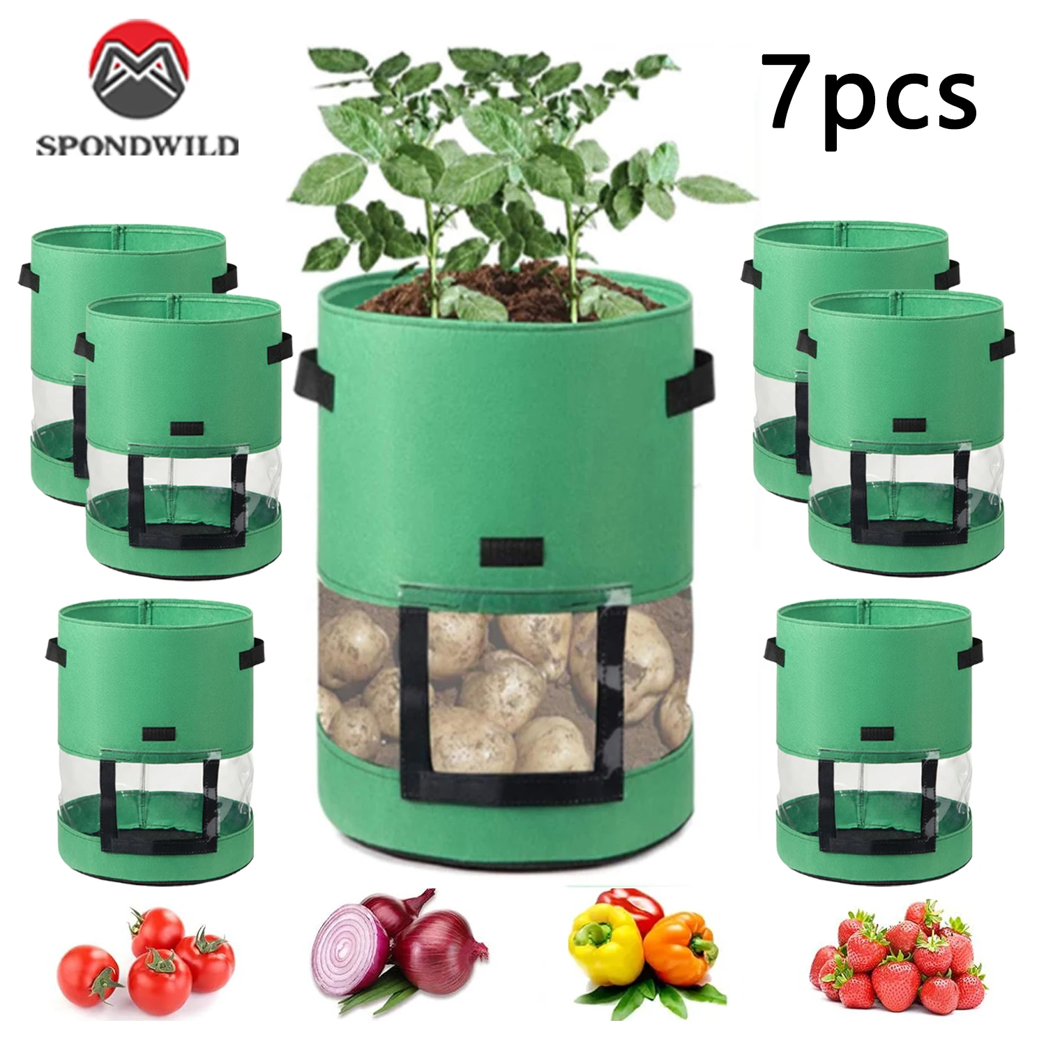 5/7 Packs Potato Grow Bags with Middle View Window, Center Transparent Non-Woven Plant Pots with Handles
5/7 Packs Potato Grow Bags with Middle View Window, Center Transparent Non-Woven Plant Pots with Handles