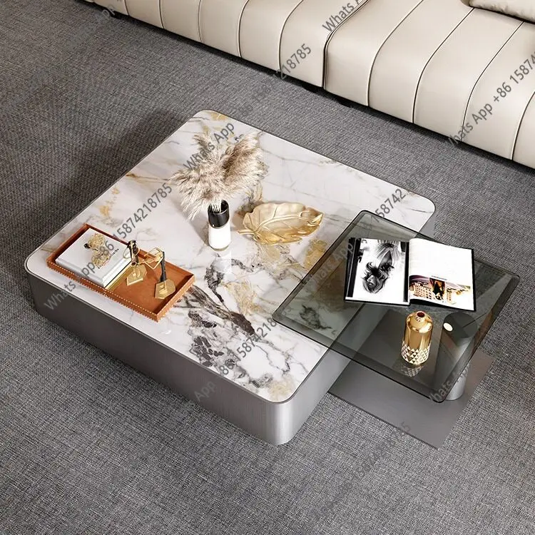 Rt Modern Light Luxury Stainless Steel Wire Drawing Process, Bright Rock Slab Coffee Table, High-end Living Room Square
Rt Modern Light Luxury Stainless Steel Wire Drawing Process, Bright Rock Slab Coffee Table, High-end Living Room Square