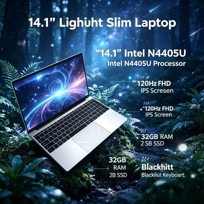 14.1 Inch Lightweight Slim Laptop 120Hz FHD IPS Screen Intel 4405U 32GB RAM 2TB SSD Functional Backlit Keyboard
14.1 Inch Lightweight Slim Laptop 120Hz FHD IPS Screen Intel 4405U 32GB RAM 2TB SSD Functional Backlit Keyboard